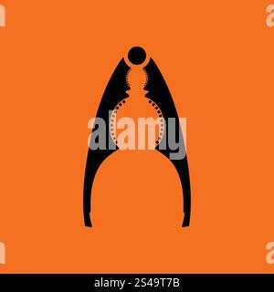 Nutcracker pliers icon. Orange background with black. Vector illustration. Stock Vector