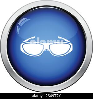 Poker sunglasses icon. Glossy button design. Vector illustration. Stock Vector