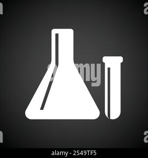 Chemical bulbs icon. Black background with white. Vector illustration. Stock Vector