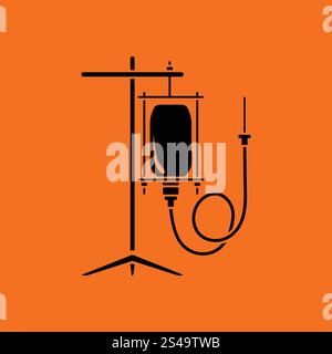 Drop counter icon. Orange background with black. Vector illustration. Stock Vector