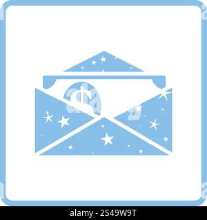 Birthday gift envelop icon with money  . Blue frame design. Vector illustration. Stock Vector