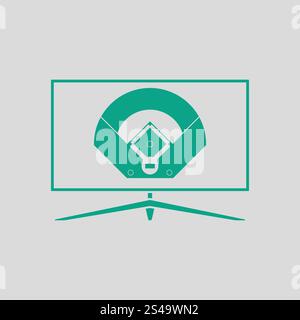 Baseball tv translation icon. Gray background with green. Vector illustration. Stock Vector