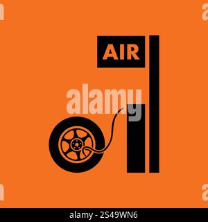 Wheels pump station icon. Orange background with black. Vector illustration. Stock Vector