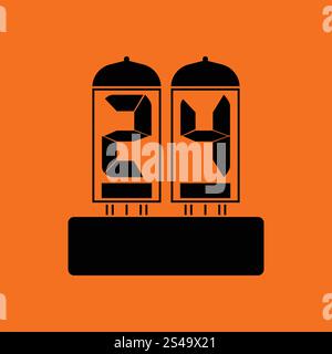 Electric numeral lamp icon. Orange background with black. Vector illustration. Stock Vector