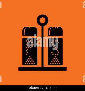 Pepper and salt icon. Orange background with black. Vector illustration. Stock Vector