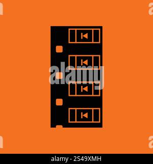 Diode smd component tape icon. Orange background with black. Vector illustration. Stock Vector