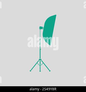 Icon of softbox light. Gray background with green. Vector illustration. Stock Vector