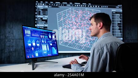 AI Industrial Automation Dashboard. Industrial Artificial Intelligence Stock Photo