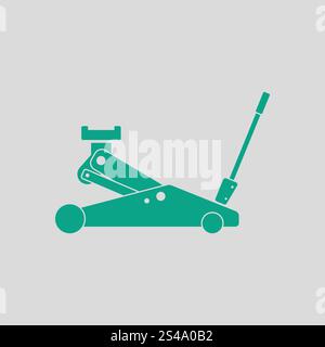 Hydraulic jack icon. Gray background with green. Vector illustration. Stock Vector