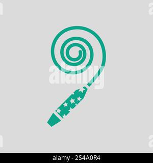 Party whistle icon. Gray background with green. Vector illustration. Stock Vector