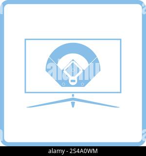 Baseball tv translation icon. Blue frame design. Vector illustration. Stock Vector