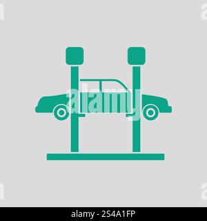 Car lift icon. Gray background with green. Vector illustration. Stock Vector