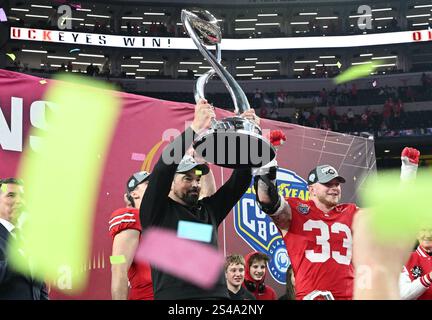 January 20, 2025: Ohio State defensive end JT Tuimoloau (44) celebrates ...