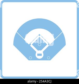 Baseball field aerial view icon. Blue frame design. Vector illustration. Stock Vector