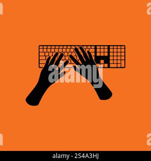 Typing icon. Orange background with black. Vector illustration Stock ...