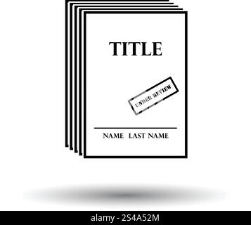 Manuscript under review icon. White background with shadow design. Vector illustration. Stock Vector