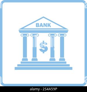 Bank icon. Blue frame design. Vector illustration. Stock Vector