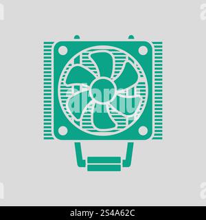 CPU Fan icon. Gray background with green. Vector illustration. Stock Vector