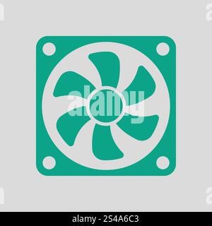 Fan icon. Gray background with green. Vector illustration. Stock Vector