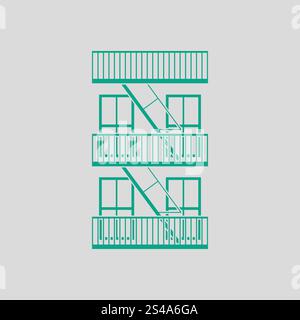 Emergency fire ladder icon. Gray background with green. Vector illustration. Stock Vector