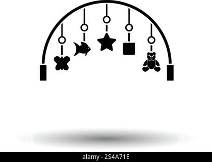 Baby arc with hanged toys icon. White background with shadow design. Vector illustration. Stock Vector