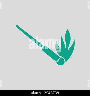 Burning matchstik icon. Gray background with green. Vector illustration. Stock Vector