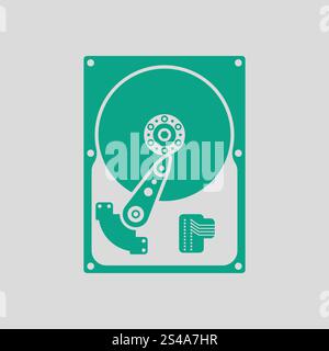 HDD icon. Gray background with green. Vector illustration. Stock Vector
