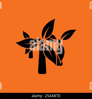 Wind mill leaves in blades icon. Orange background with black. Vector illustration. Stock Vector