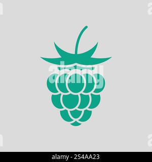 Icon of Raspberry. Gray background with green. Vector illustration ...