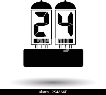 Electric numeral lamp icon. White background with shadow design. Vector illustration. Stock Vector