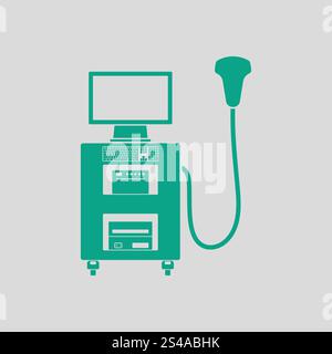 Ultrasound diagnostic machine icon. Gray background with green. Vector ...