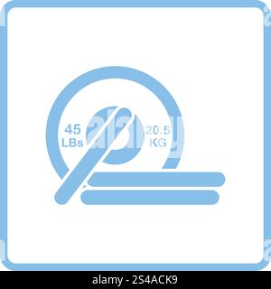 Barbell disks icon. Blue frame design. Vector illustration. Stock Vector