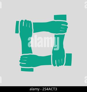 Crossed hands icon. Gray background with green. Vector illustration. Stock Vector