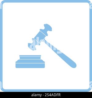 Judge hammer icon. Blue frame design. Vector illustration. Stock Vector