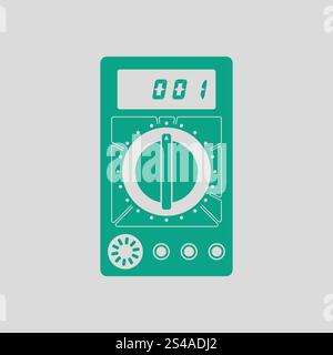 Multimeter icon. Gray background with green. Vector illustration. Stock Vector