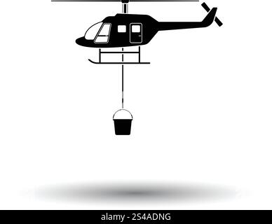 Fire service helicopter icon. White background with shadow design. Vector illustration. Stock Vector