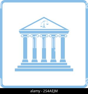 Courthouse icon. Blue frame design. Vector illustration. Stock Vector