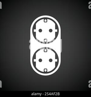 AC splitter icon. Black background with white. Vector illustration ...