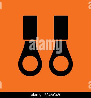 Connection terminal ring icon. Orange background with black. Vector illustration. Stock Vector