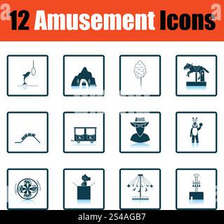 Amusement park icon set. Shadow reflection design. Vector illustration. Stock Vector