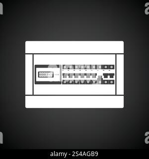 Circuit breakers box icon. Black background with white. Vector illustration. Stock Vector