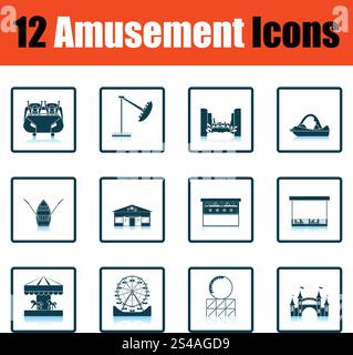 Amusement park icon set. Shadow reflection design. Vector illustration. Stock Vector