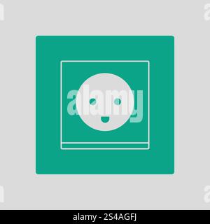 Austria electrical socket icon. Gray background with green. Vector illustration. Stock Vector