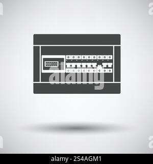 Circuit breakers box icon on gray background, round shadow. Vector illustration. Stock Vector