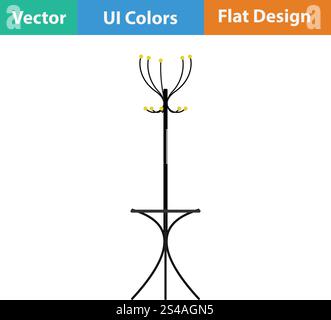 Office coat stand icon. Flat design. Vector illustration. Stock Vector