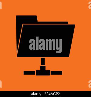 Shared folder icon. Orange background with black. Vector illustration. Stock Vector