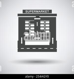 Supermarket parking square icon on gray background, round shadow. Vector illustration. Stock Vector