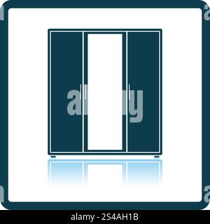 Wardrobe with mirror icon. Shadow reflection design. Vector illustration. Stock Vector
