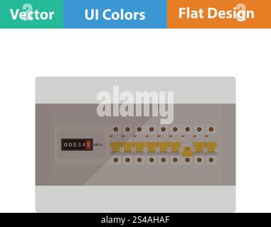 Circuit breakers box icon. Flat design. Vector illustration. Stock Vector