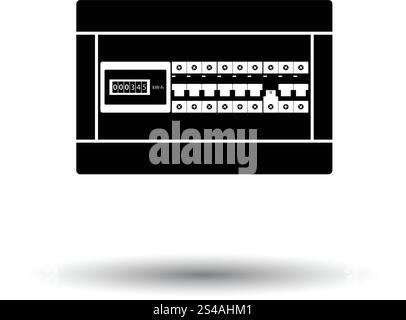 Circuit breakers box icon. White background with shadow design. Vector illustration. Stock Vector
